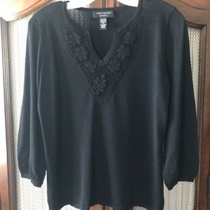 Cable & Gauge black lace trimmed sweater.
